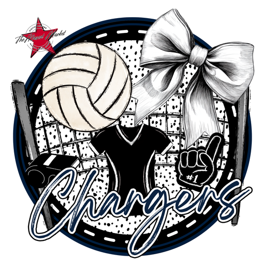 Chargers Circle Volleyball Design-Navy
