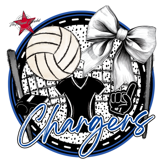 Chargers Circle Volleyball Design-Off Blue