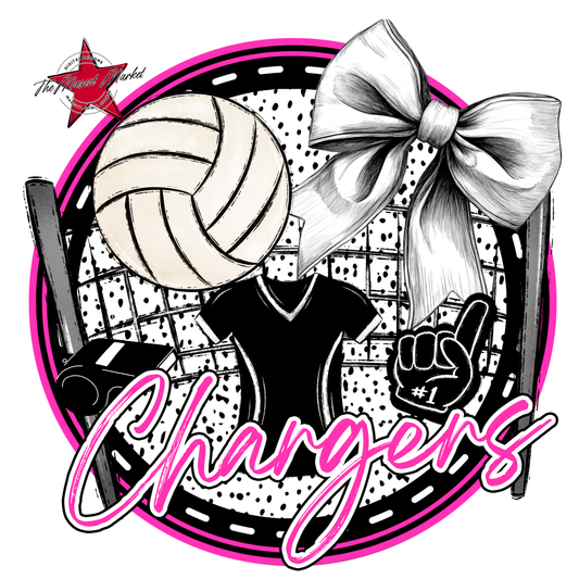 Chargers Circle Volleyball Design-Pink