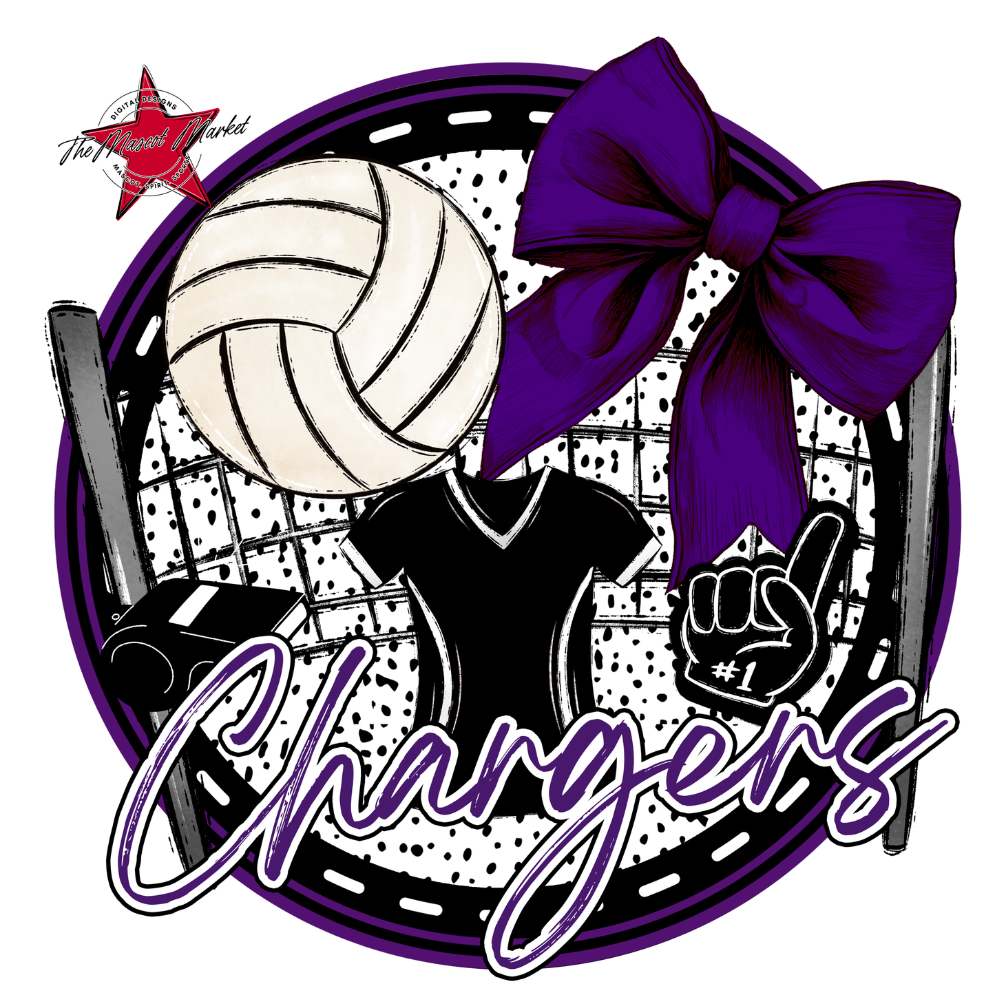 Chargers Circle Volleyball Design-Purple