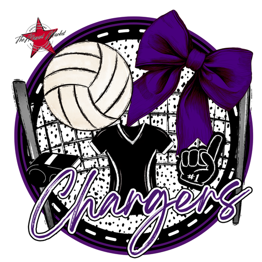 Chargers Circle Volleyball Design-Purple