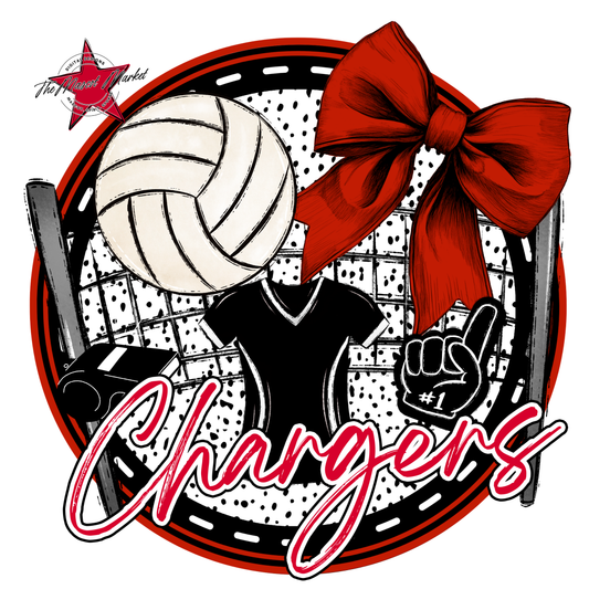 Chargers Circle Volleyball Design-Red