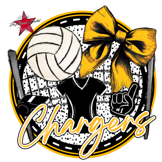 Chargers Circle Volleyball Design-Yellow