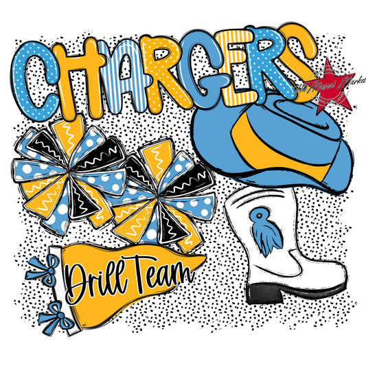 Chargers Drillteam Spirit-Carolina Blue & Yellow