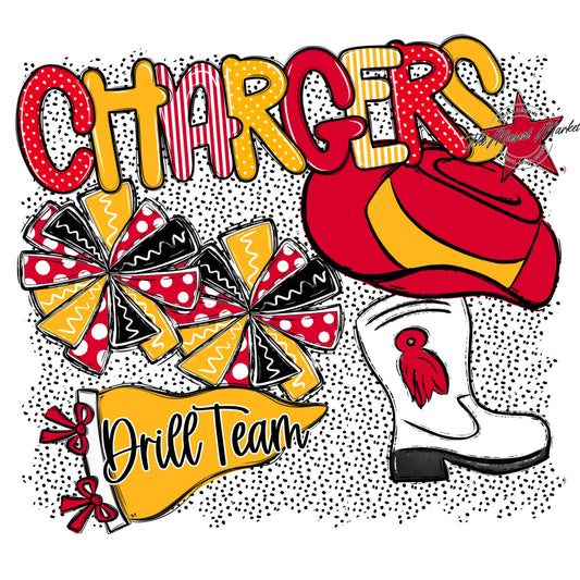 Chargers Drillteam Spirit-Red & Yellow
