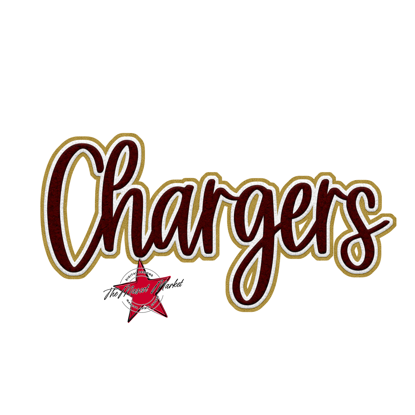 Chargers Faux Chenille Patch-Maroon-Gold