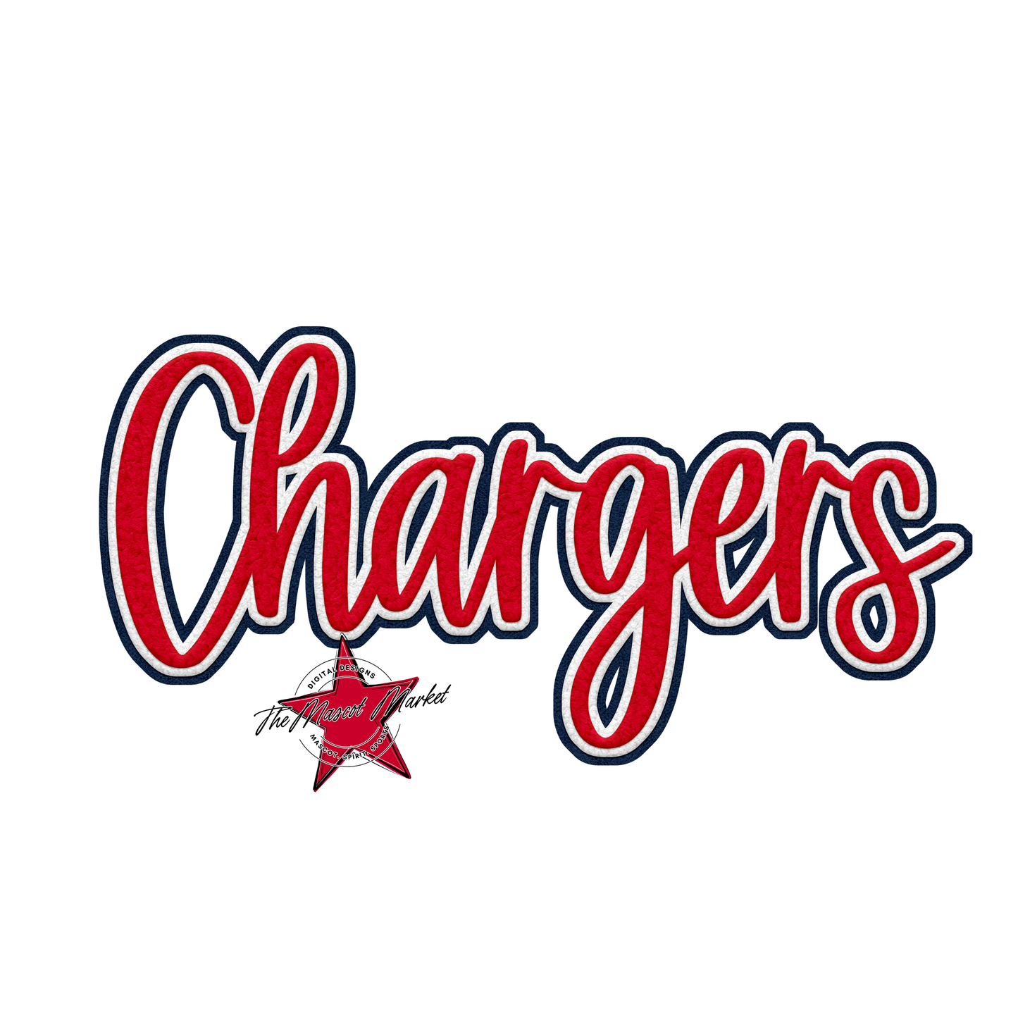 Chargers Faux Chenille Patch-Navy-Red