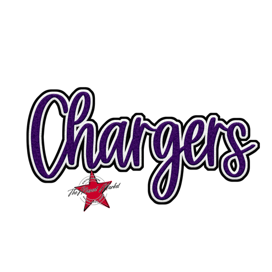 Chargers Faux Chenille Patch-Purple