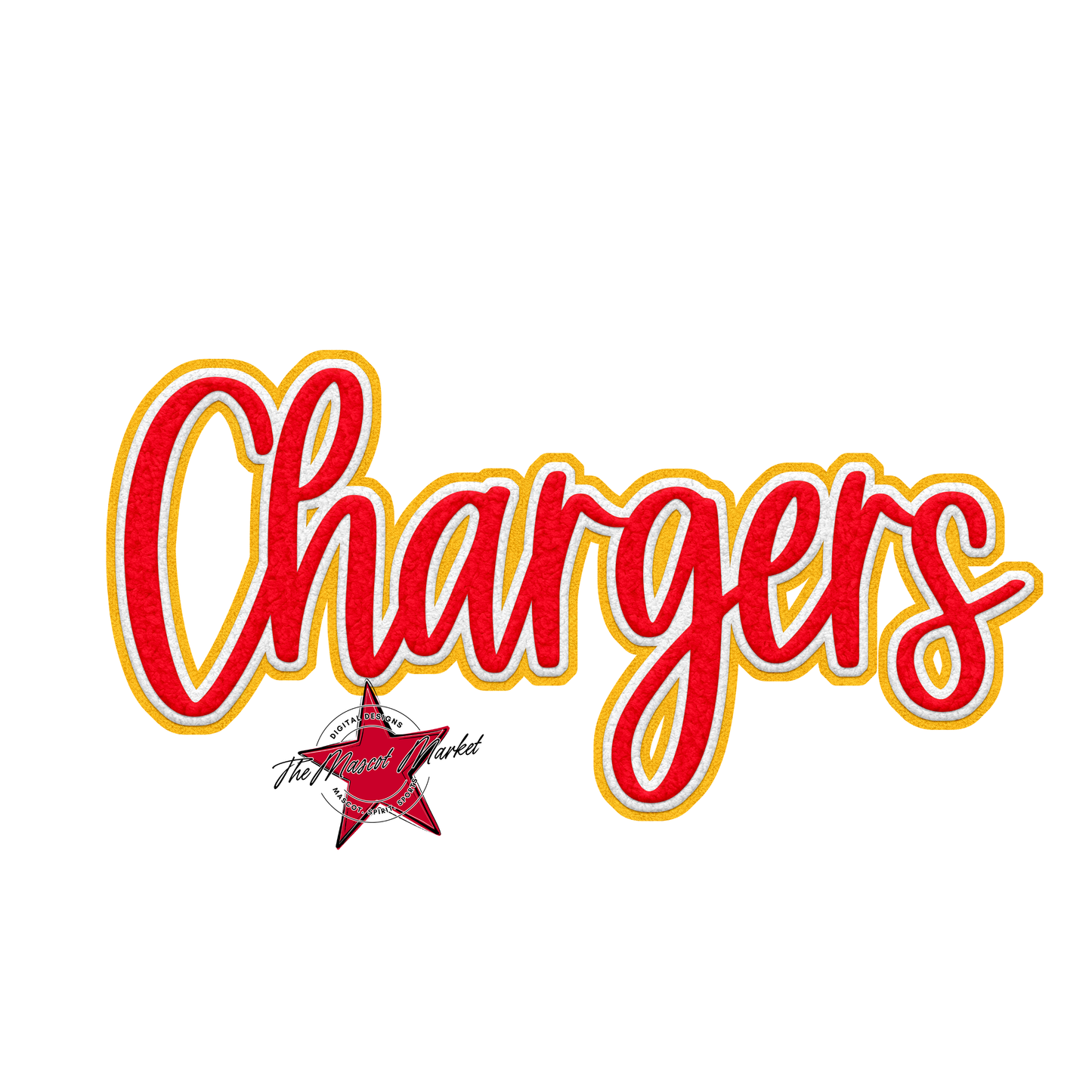 Chargers Faux Chenille Patch-Red-Yellow