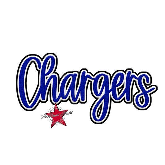 Chargers Faux Chenille Patch-Royal Blue