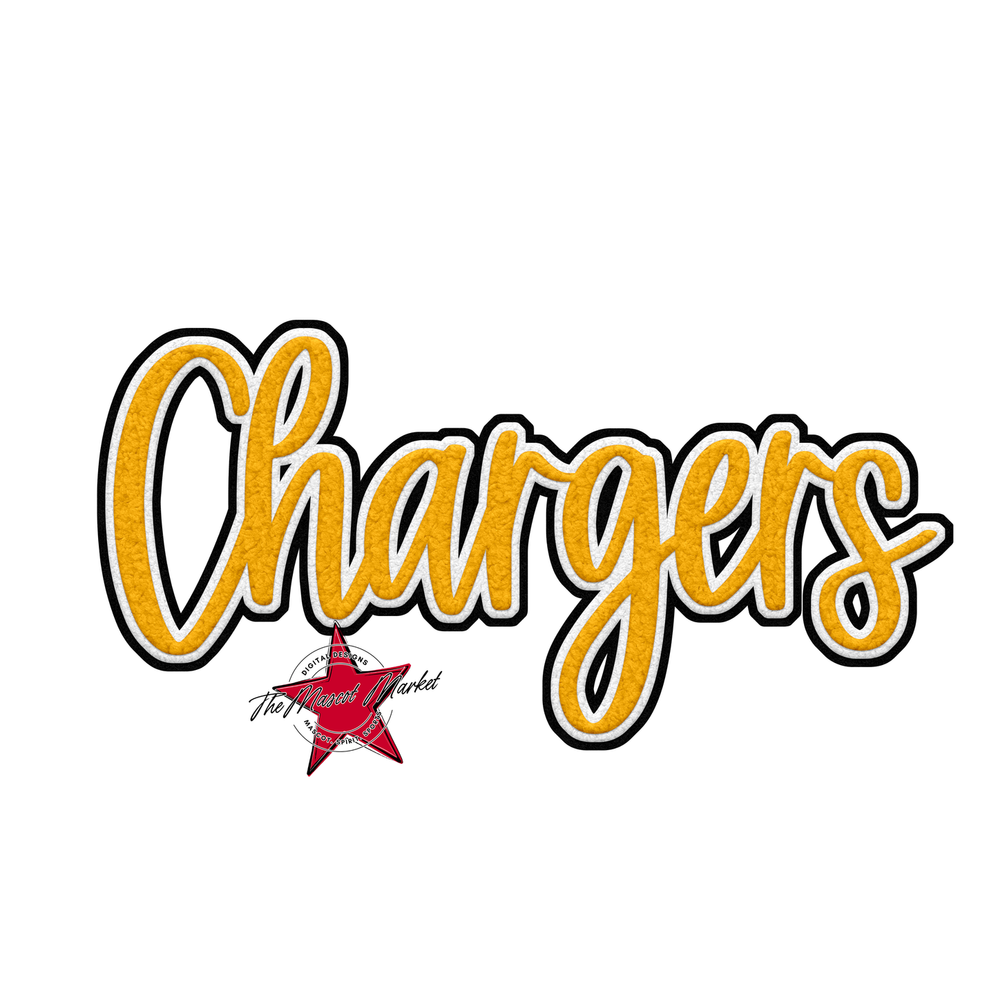 Chargers Faux Chenille Patch-Yellow