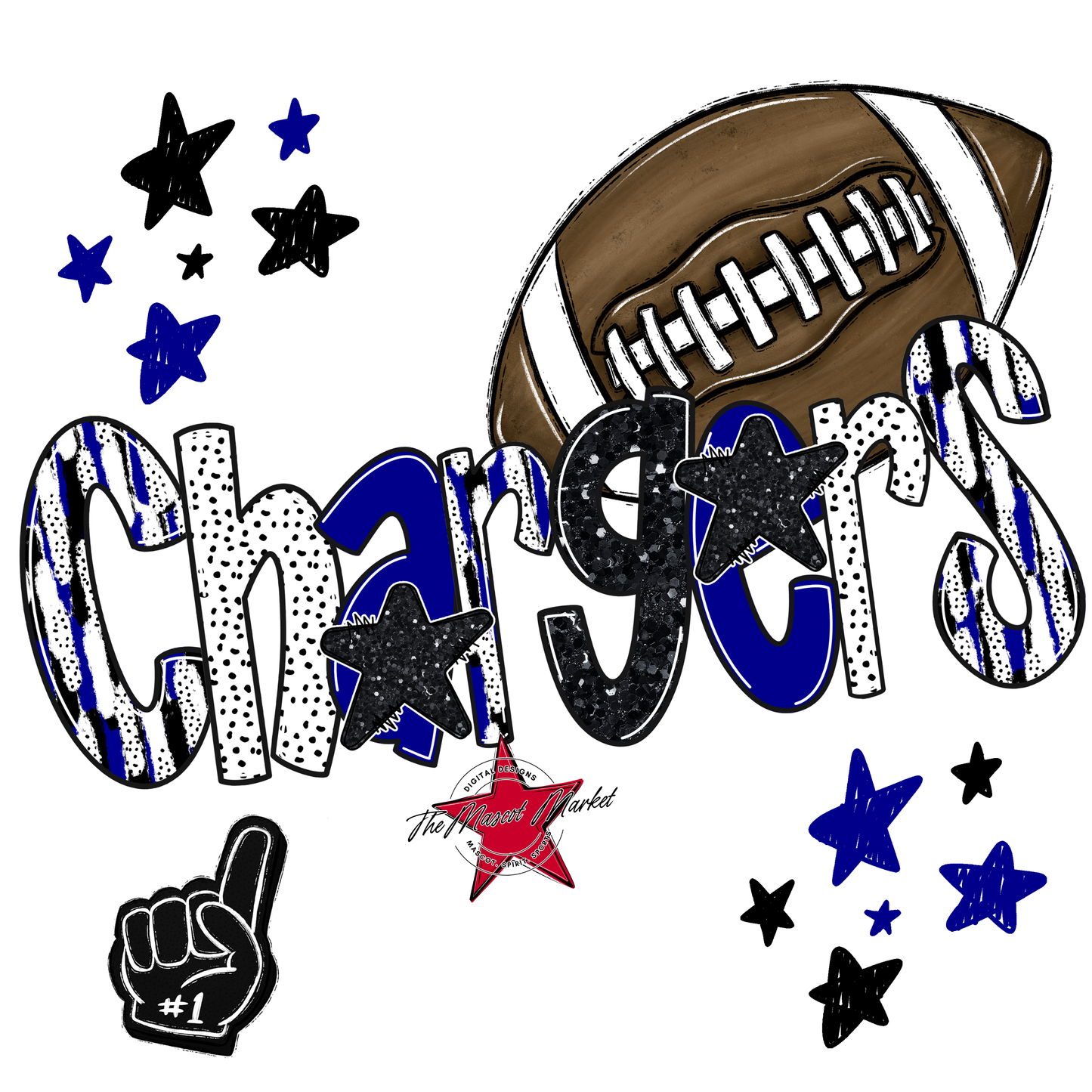 Chargers Football Scrape-Blue