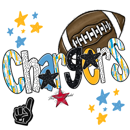 Chargers Football Scrape-Carolina Blue-Yellow