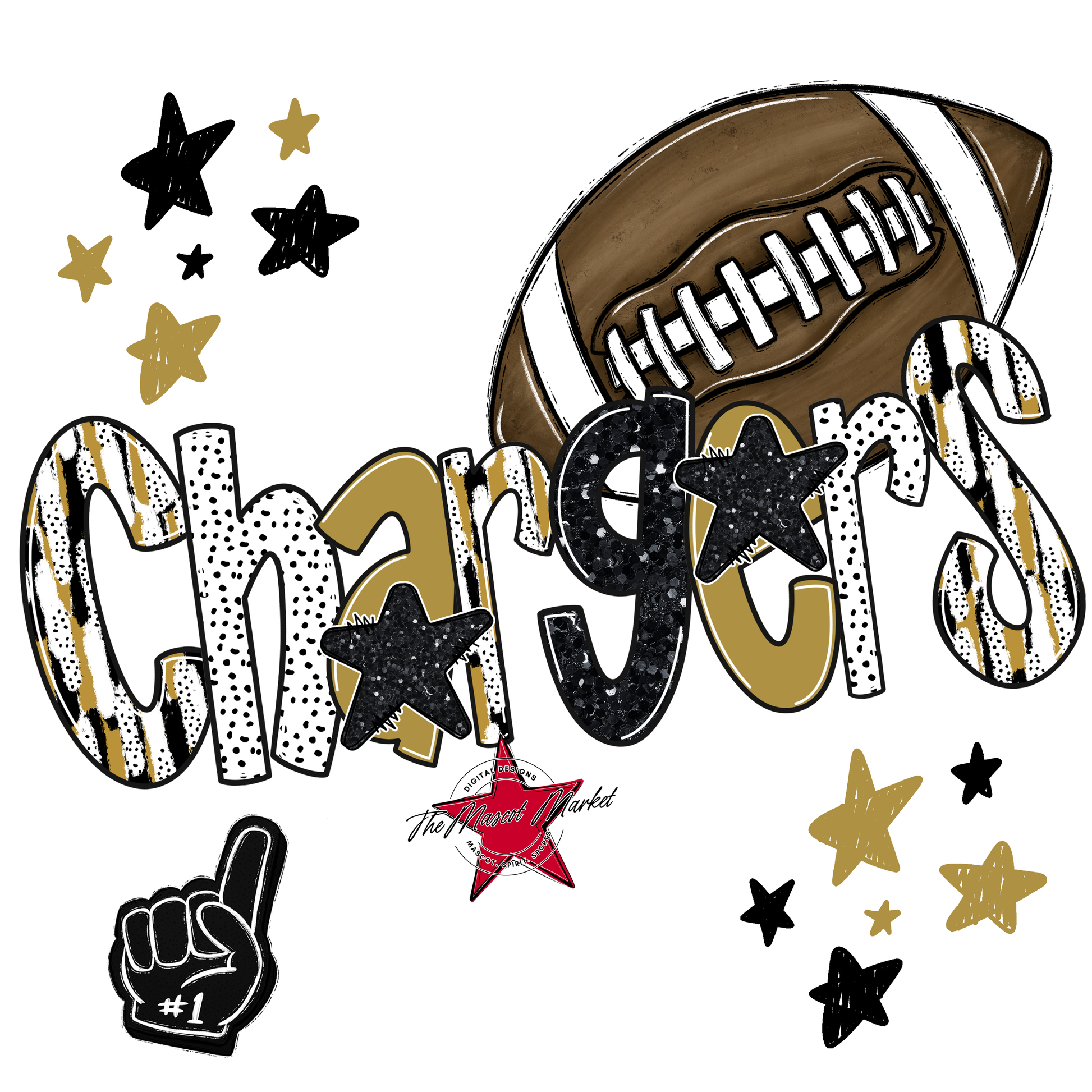 Chargers Football Scrape-Gold