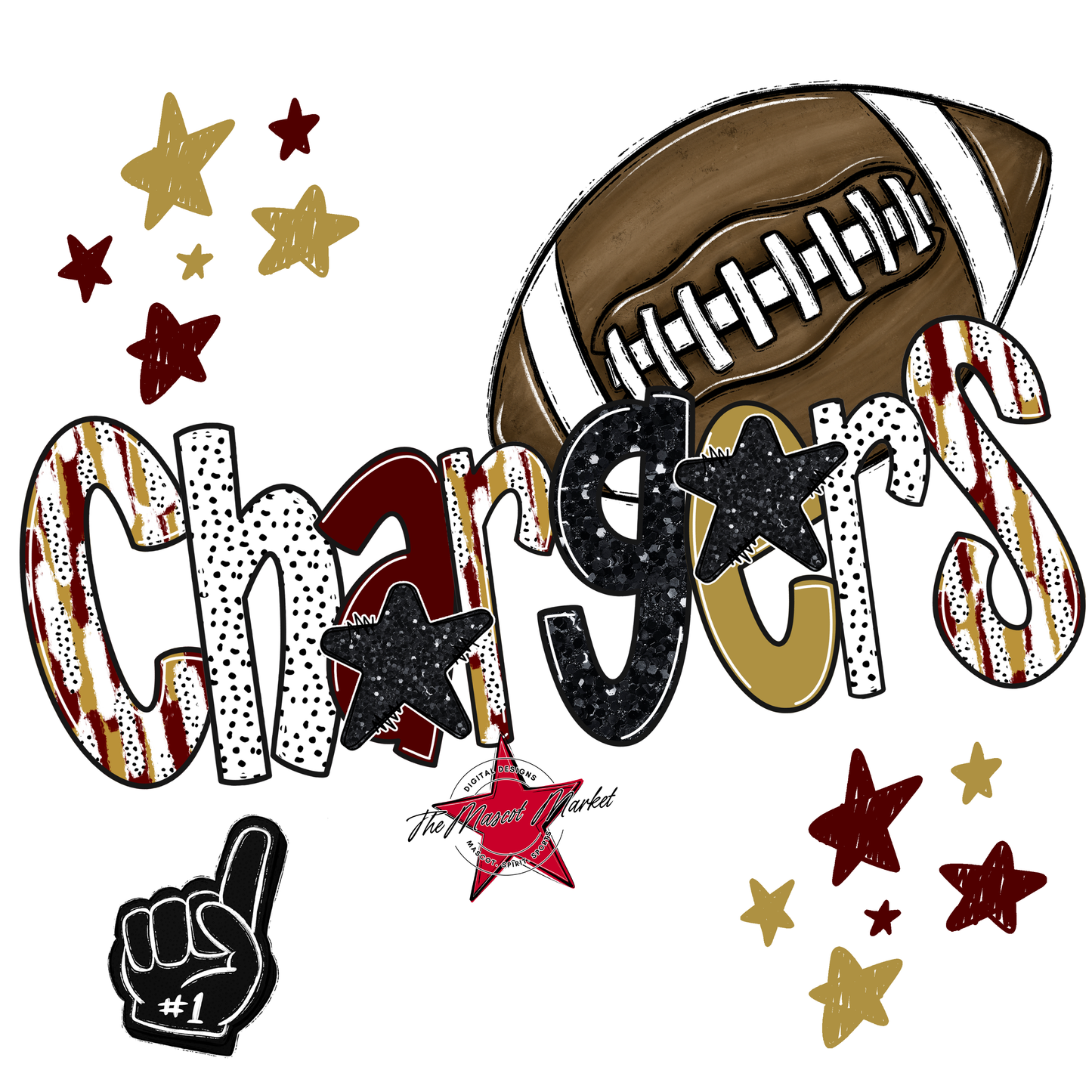 Chargers Football Scrape-Maroon-Gold