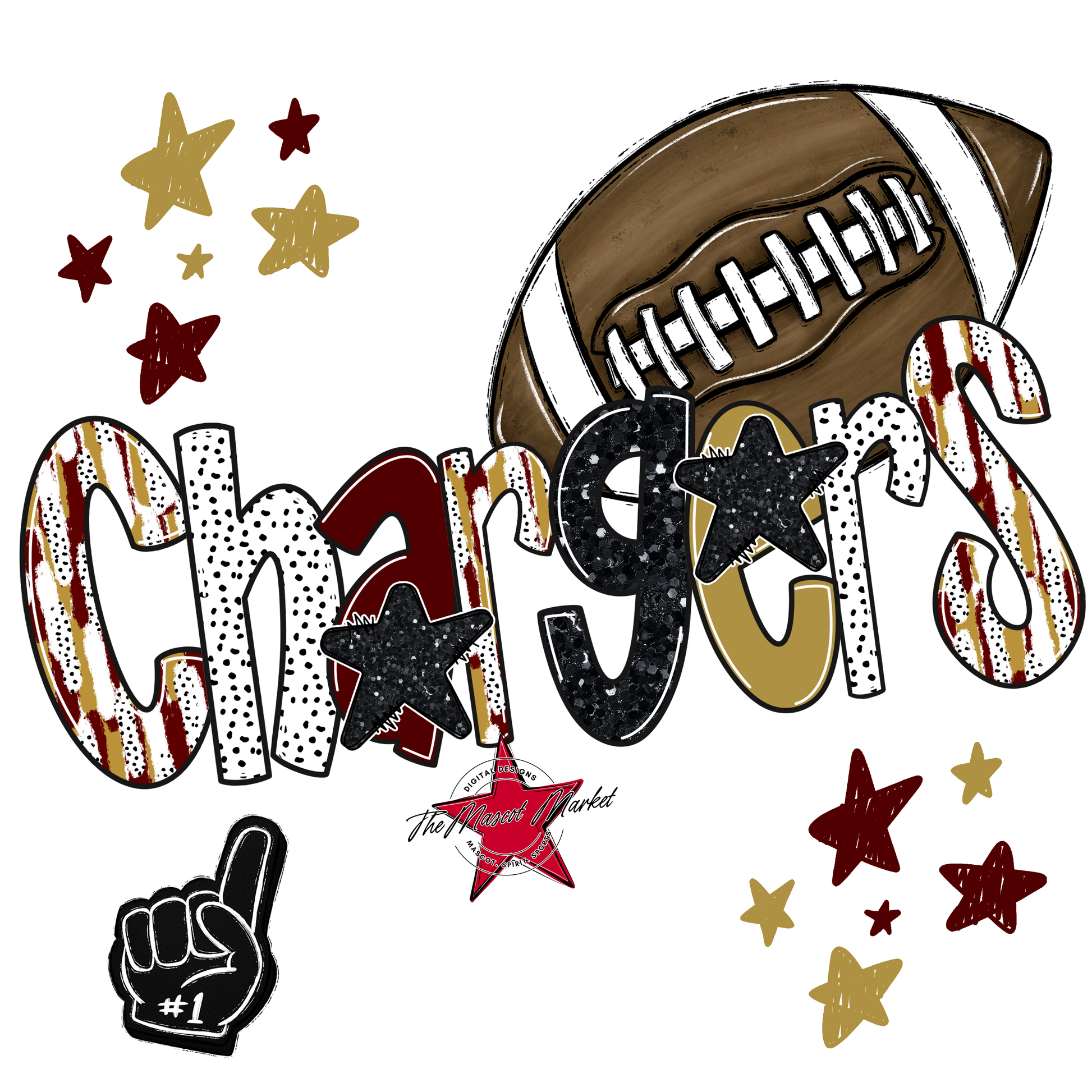 Chargers Football Scrape-Maroon-Gold