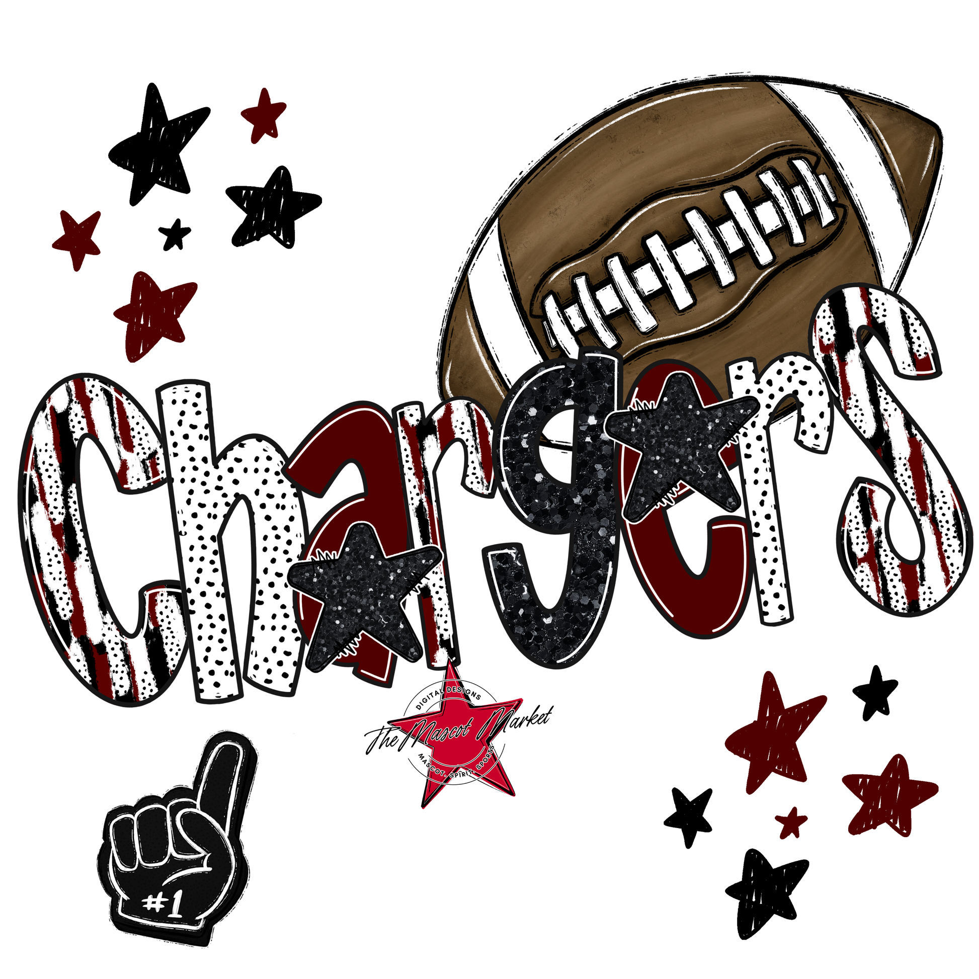 Chargers Football Scrape-Maroon