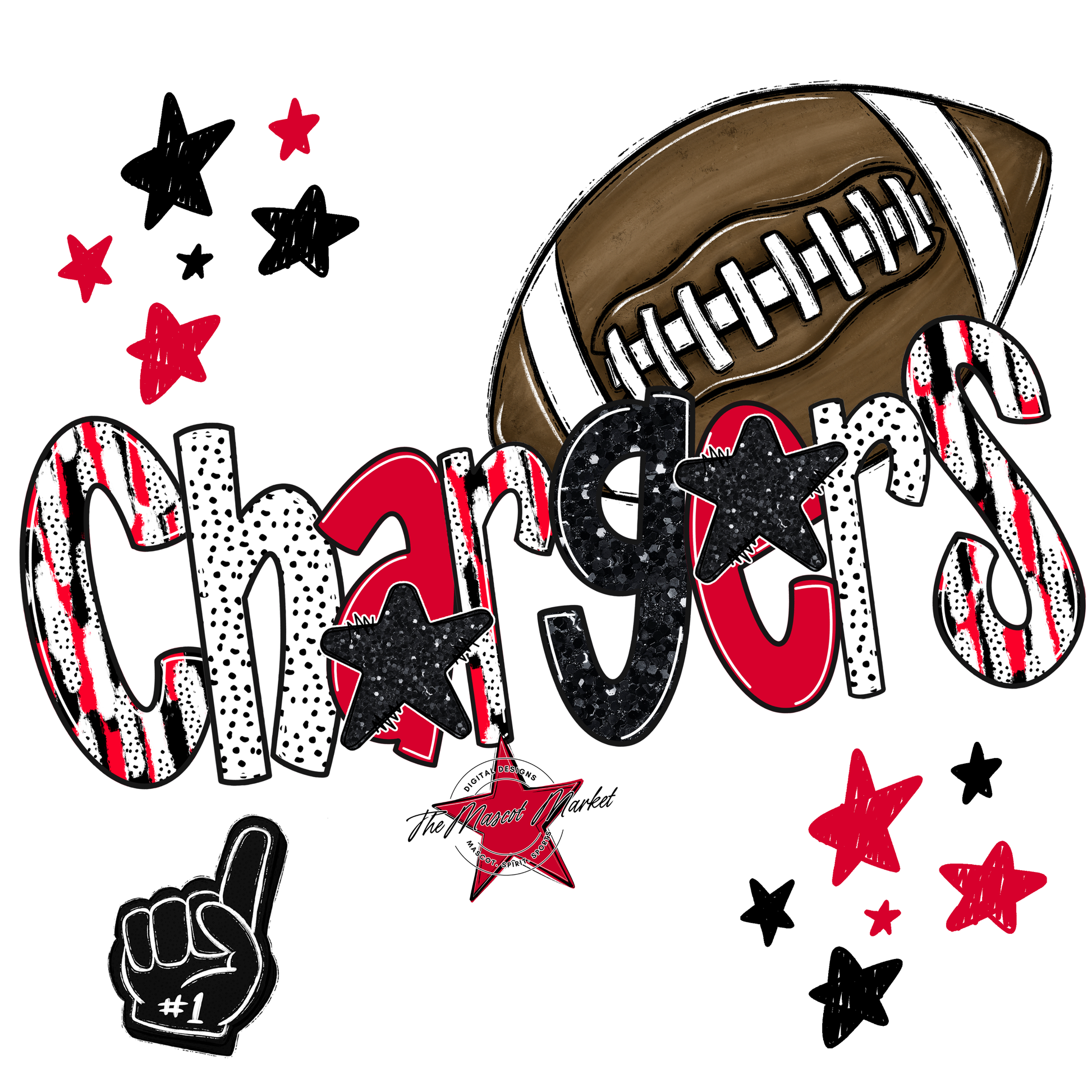 Chargers Football Scrape-Red