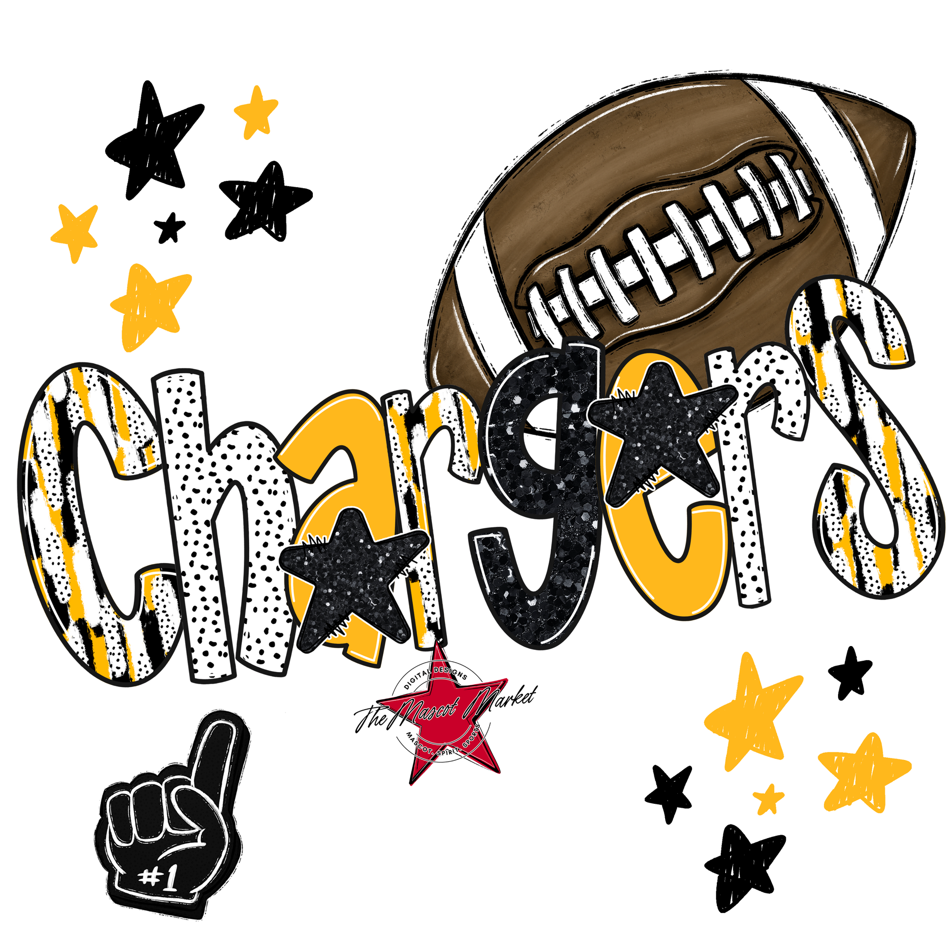 Chargers Football Scrape-Yellow