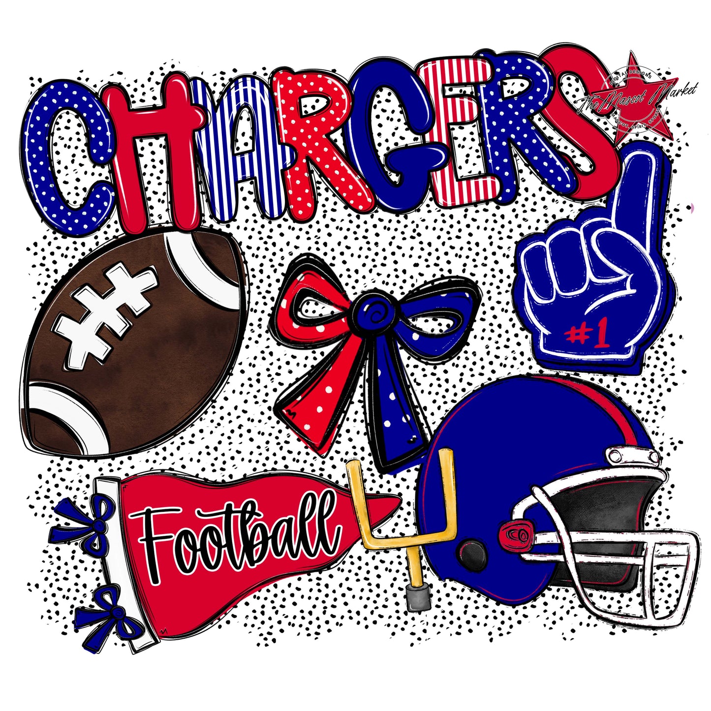 Chargers Football Spirit-Blue & red