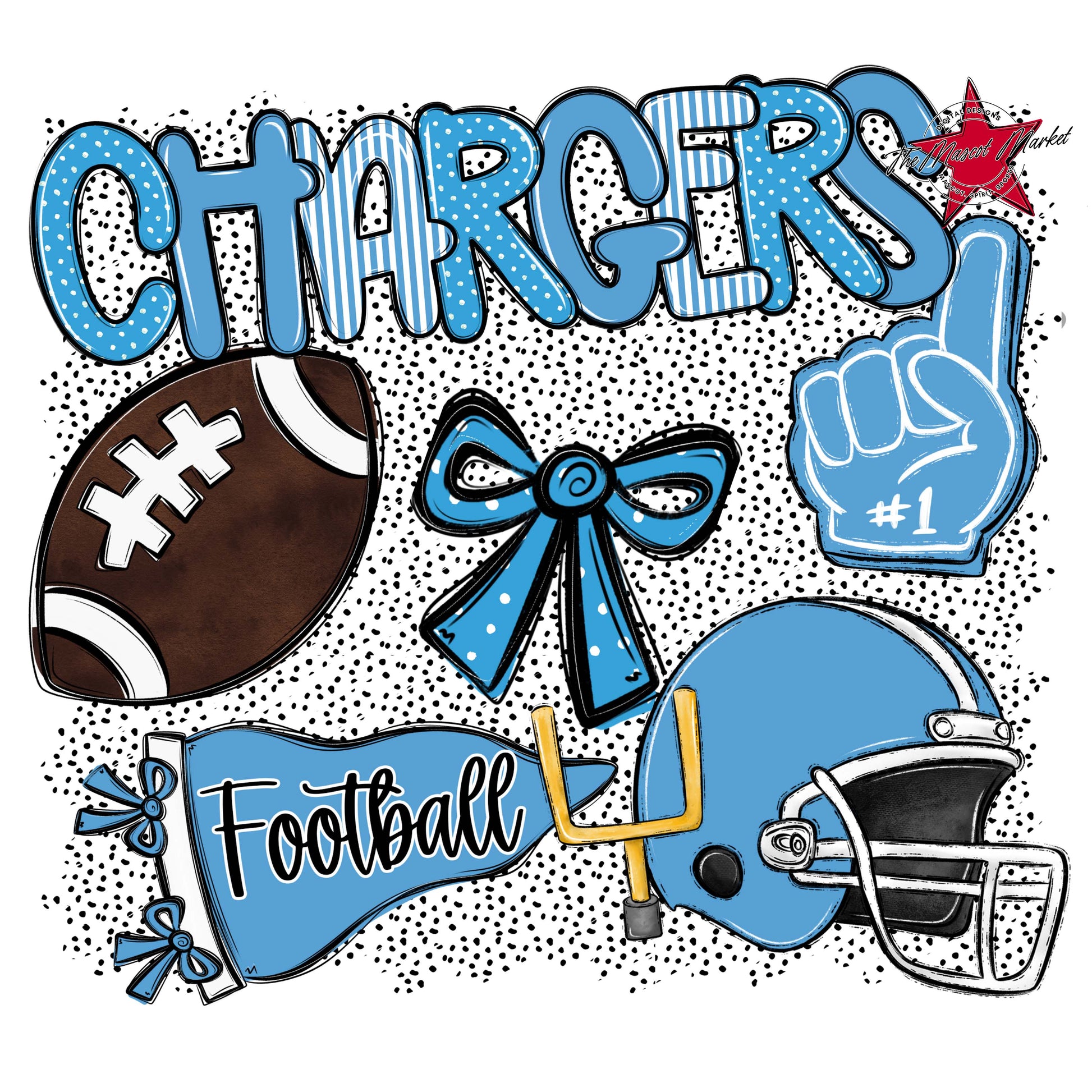 Chargers Football Spirit-Carolina Blue