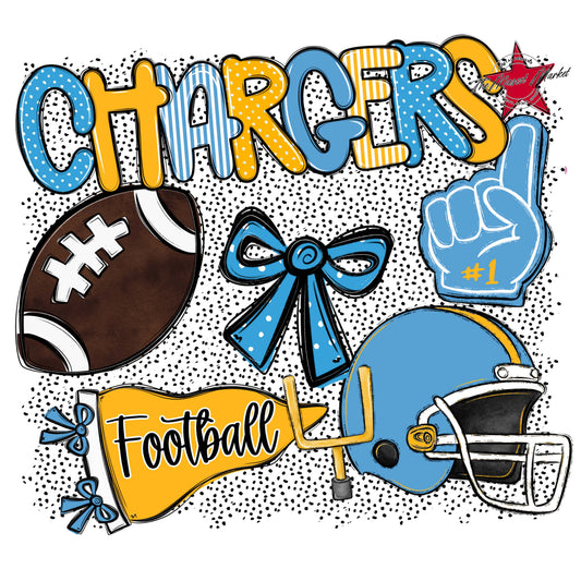 Chargers Football Spirit-Carolina Blue & Yellow