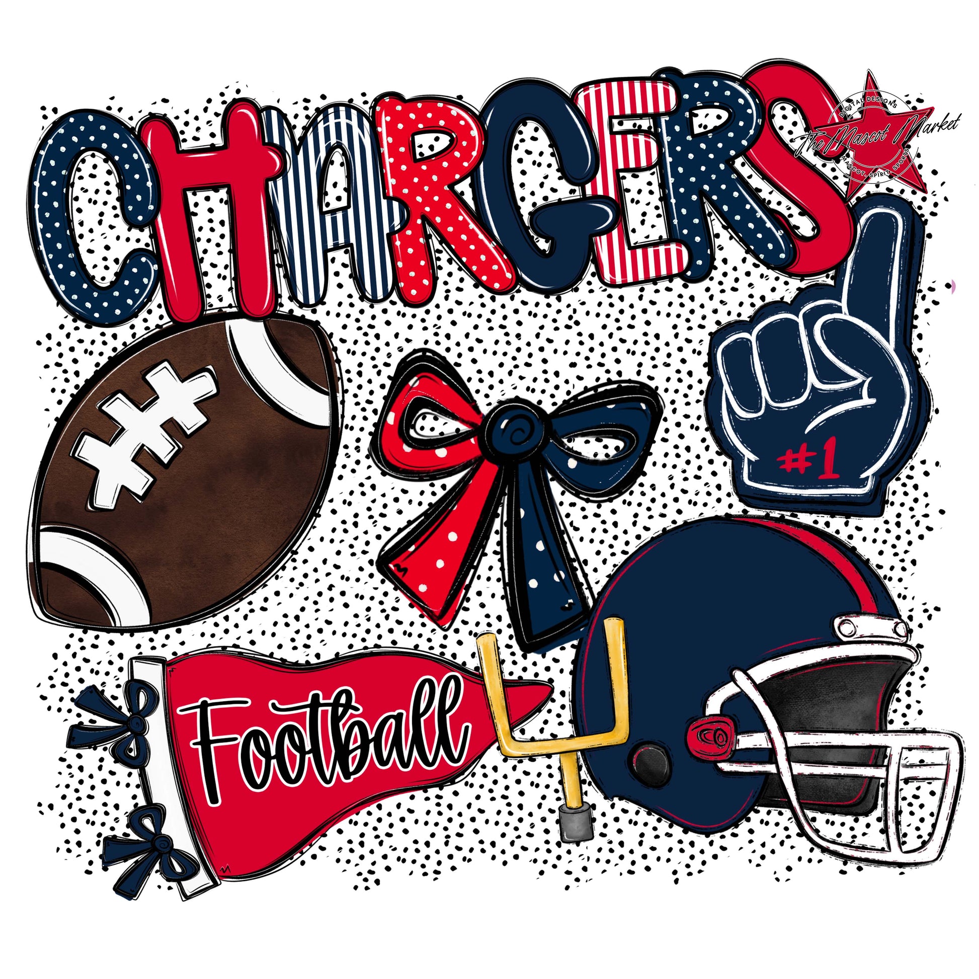 Chargers Football Spirit-Navy & Red