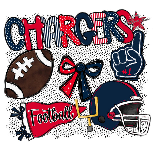 Chargers Football Spirit-Navy & Red