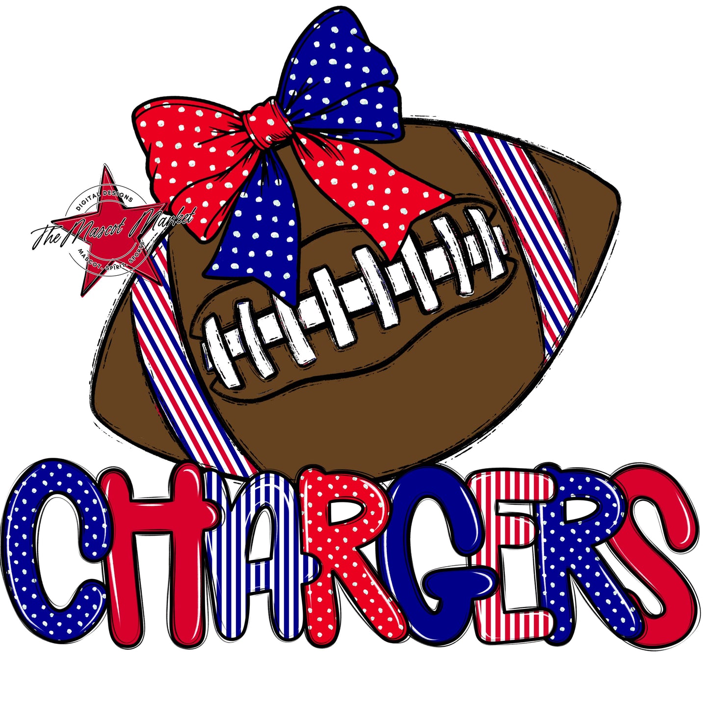 Chargers Football Spirit Design-Blue & red