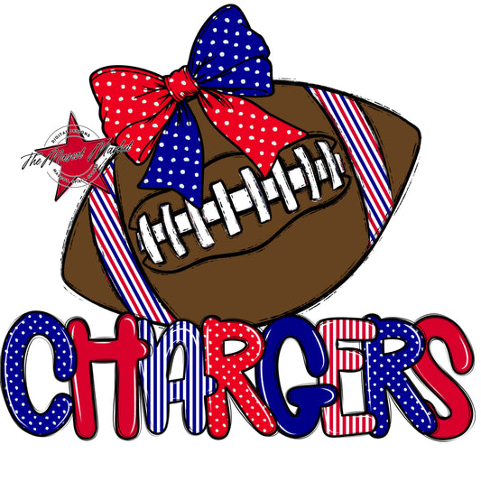 Chargers Football Spirit Design-Blue & red