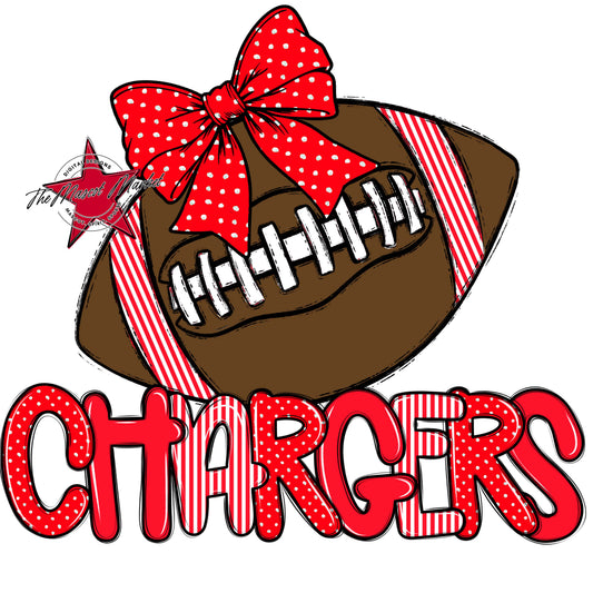 Chargers Football Spirit Design-Bright Red