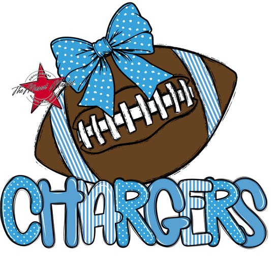 Chargers Football Spirit Design-Carolina Blue