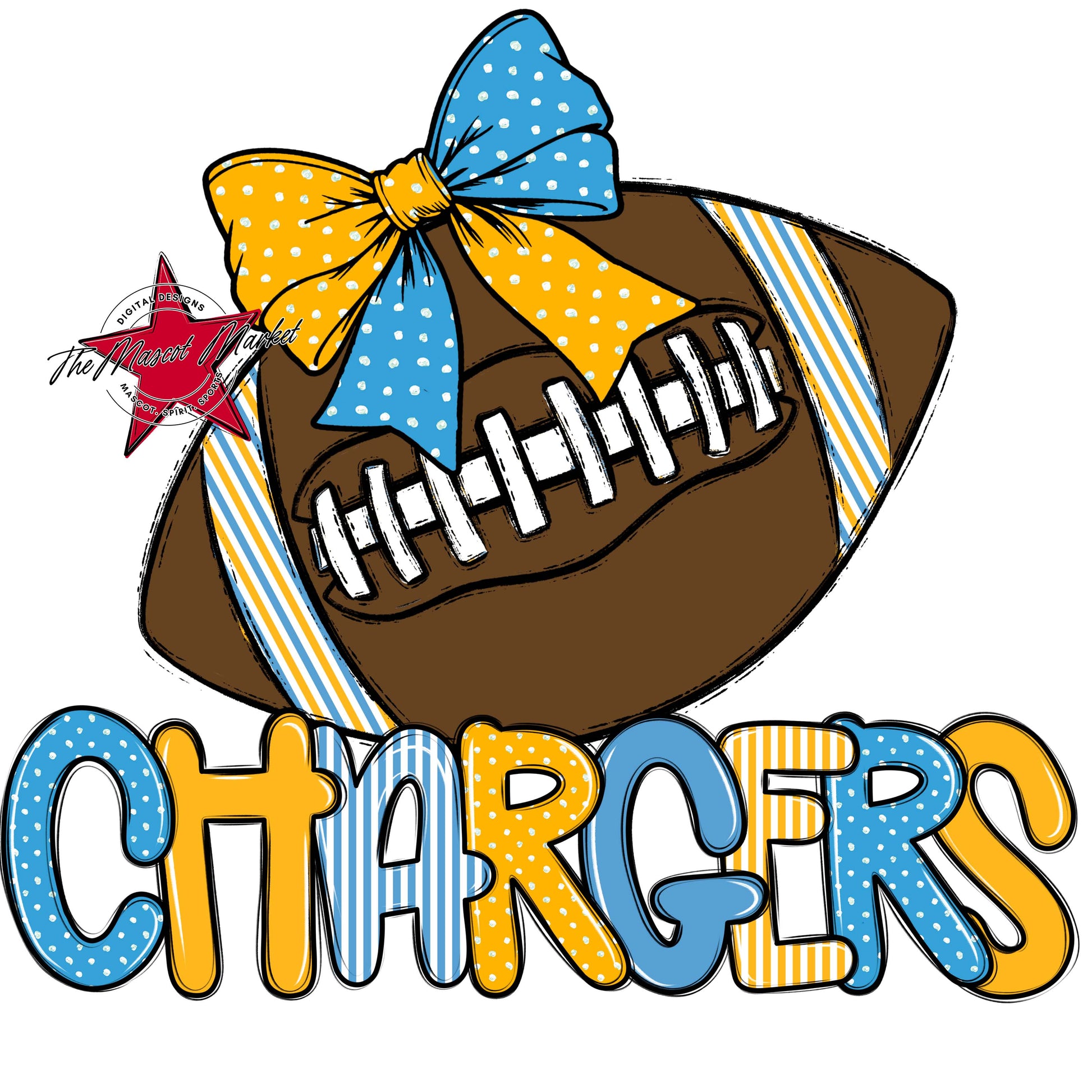 Chargers Football Spirit Design-Carolina Blue & Yellow