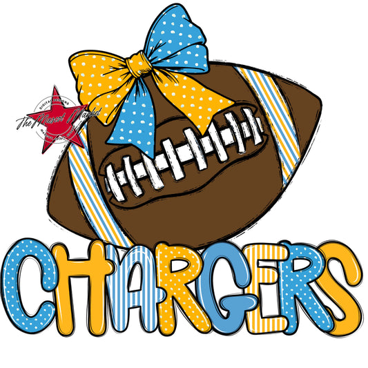 Chargers Football Spirit Design-Carolina Blue & Yellow