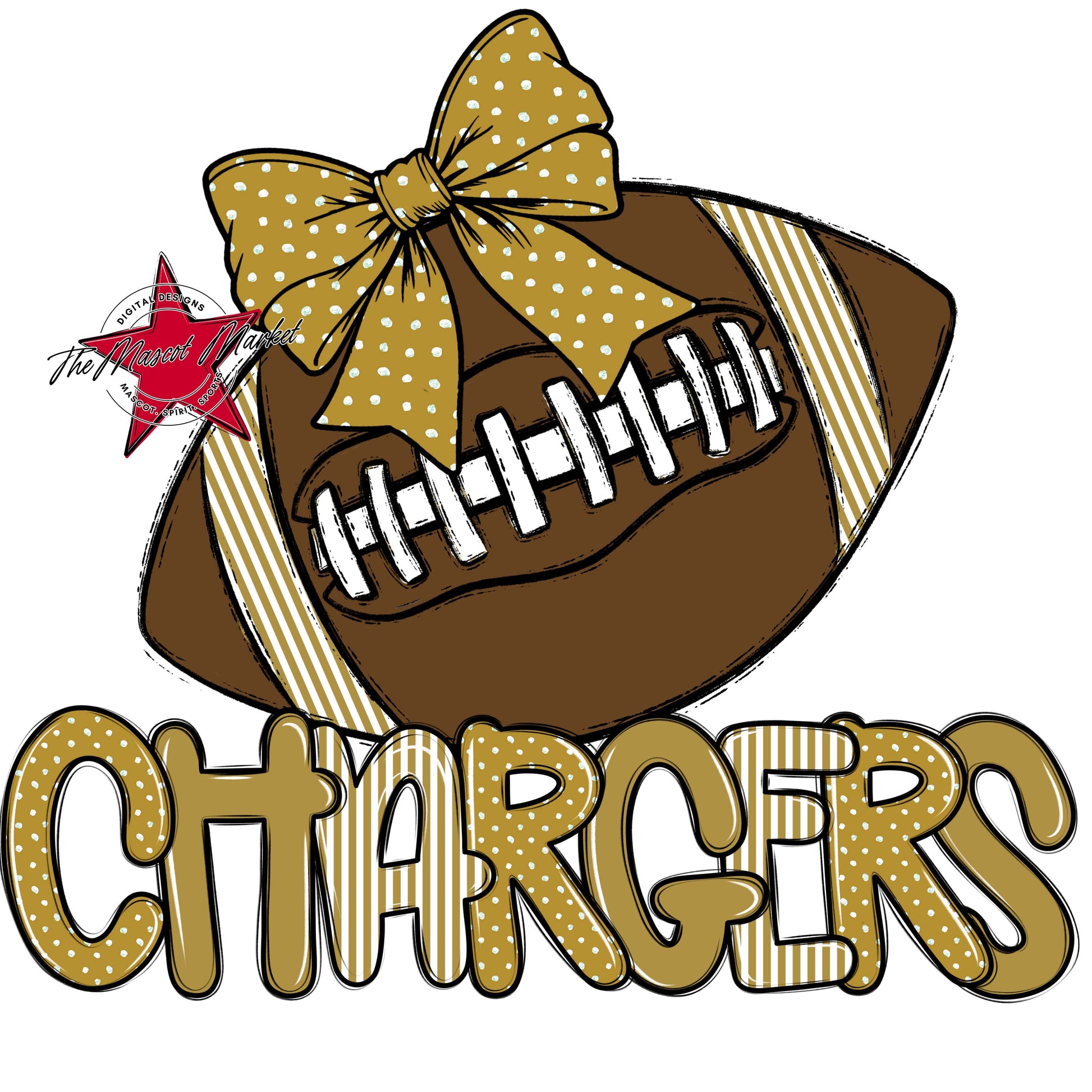 Chargers Football Spirit Design-Gold
