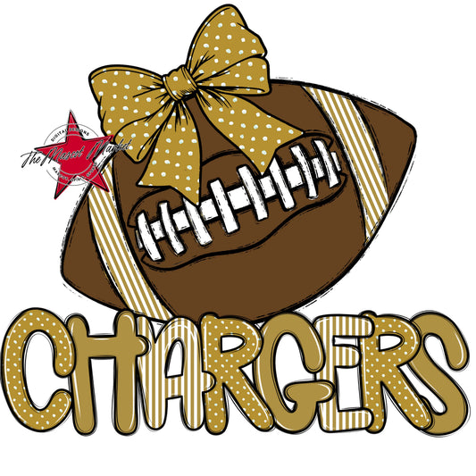 Chargers Football Spirit Design-Gold