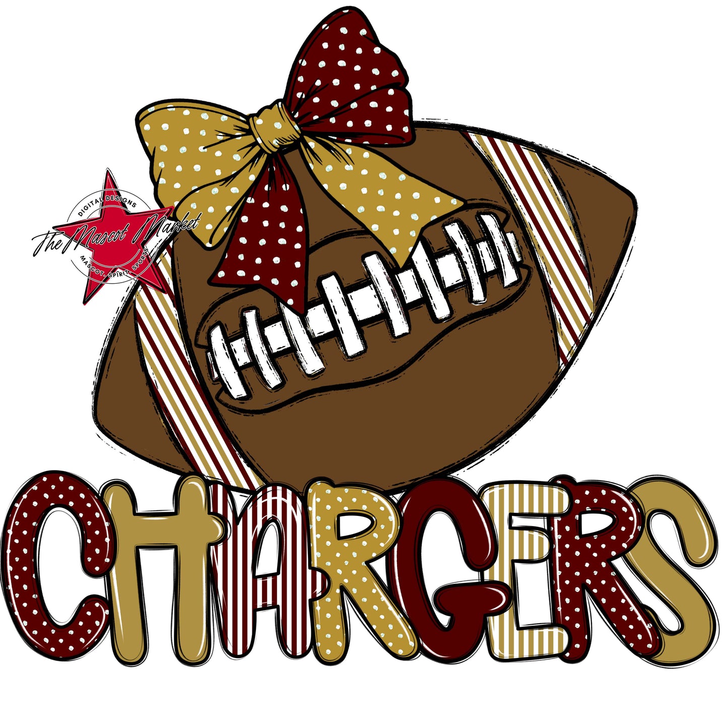 Chargers Football Spirit Design-Maroon & Gold
