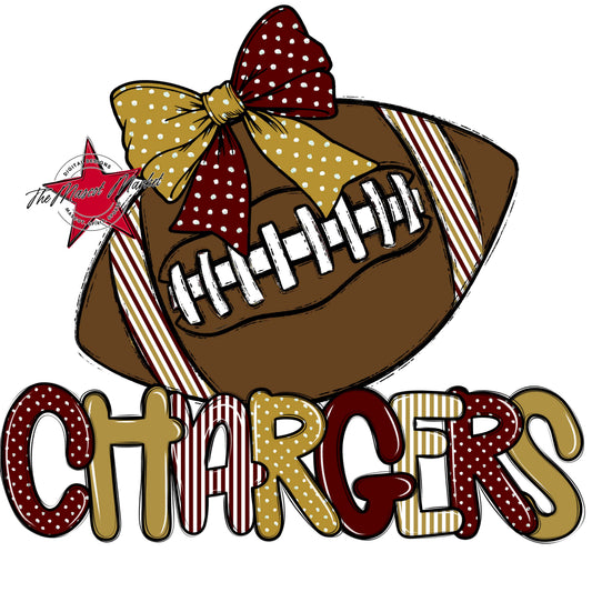 Chargers Football Spirit Design-Maroon & Gold