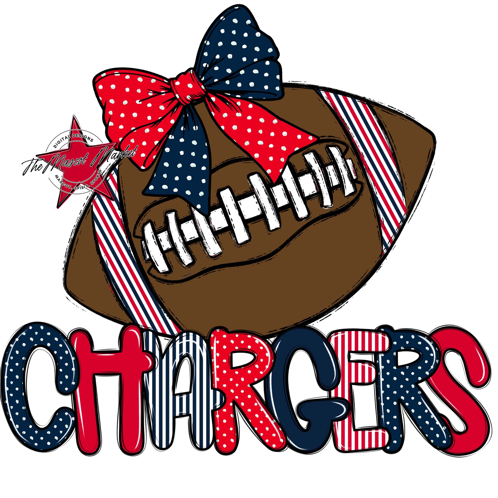 Chargers Football Spirit Design-Navy & Red
