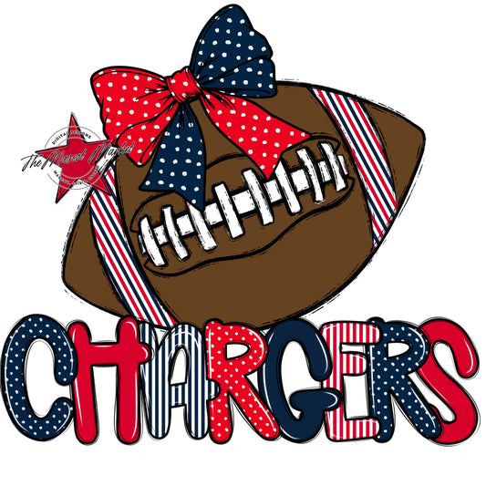 Chargers Football Spirit Design-Navy & Red