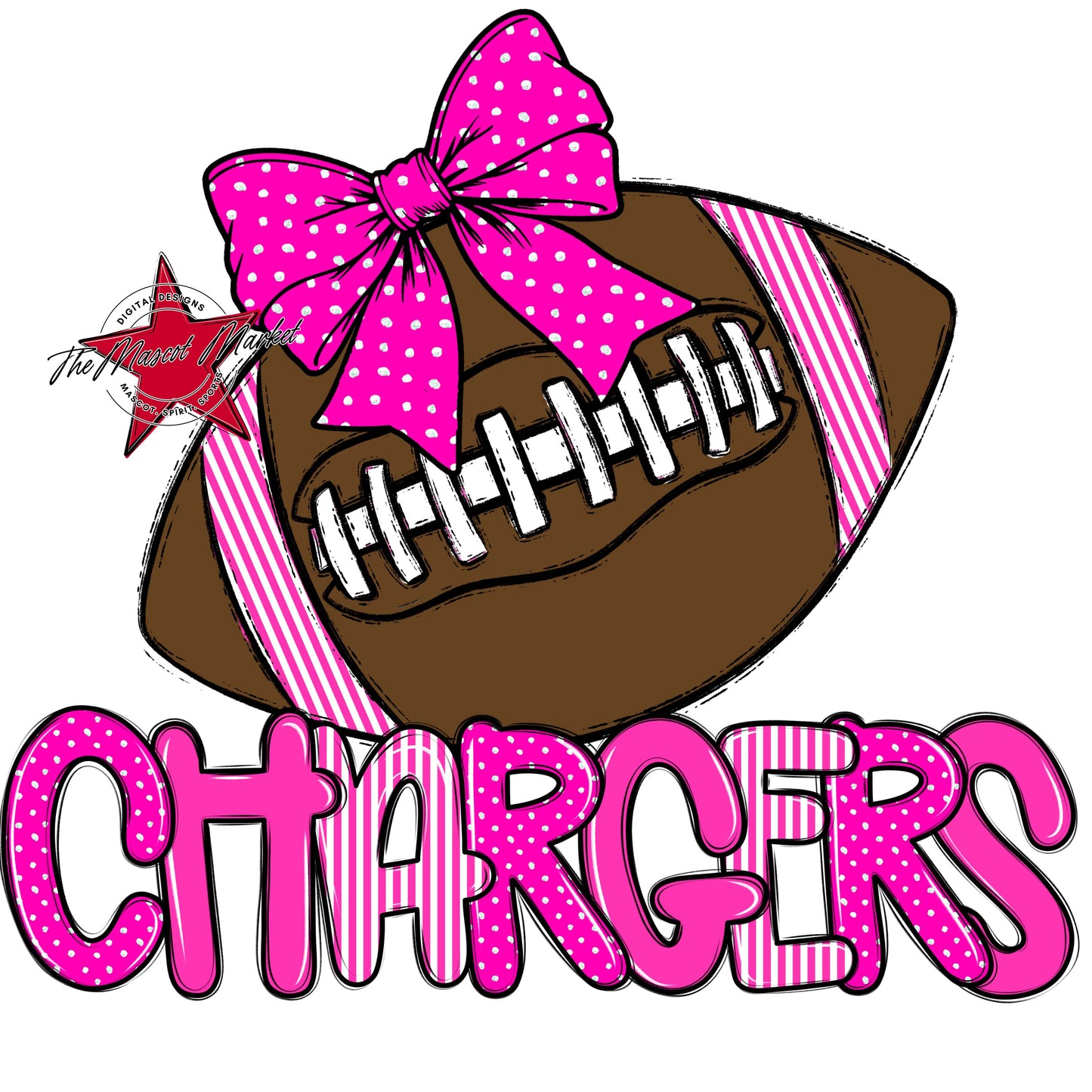 Chargers Football Spirit Design-Pink