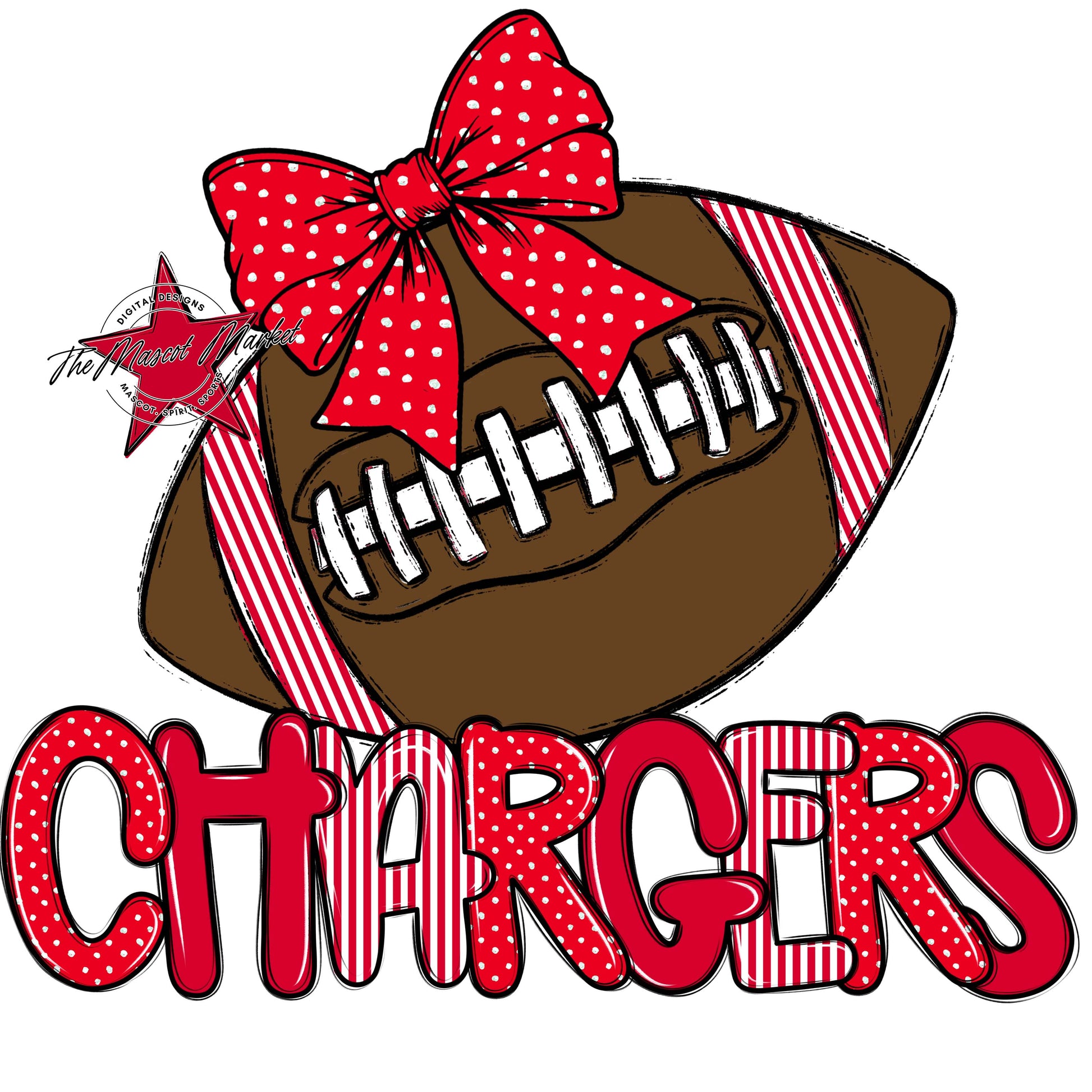 Chargers Football Spirit Design-Red
