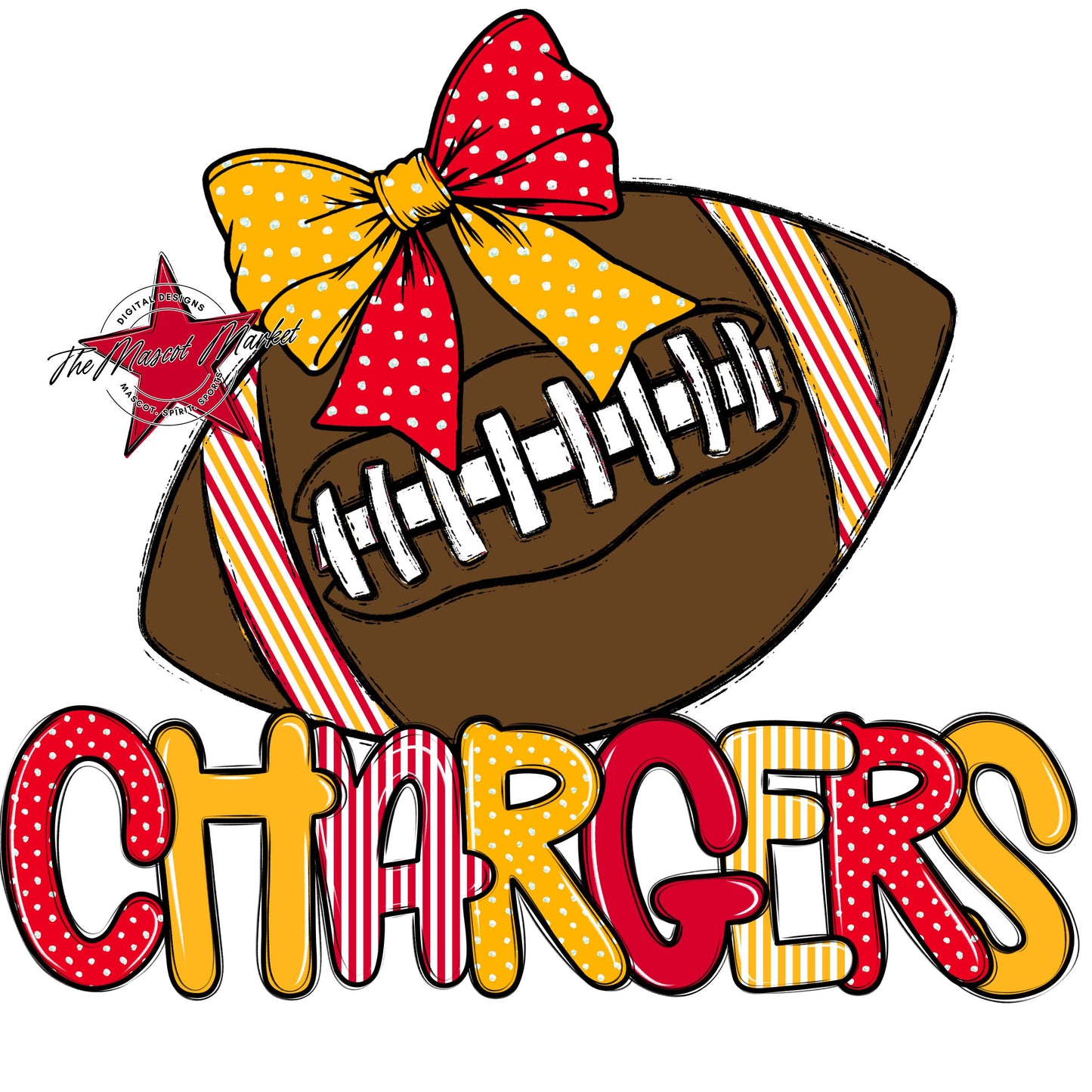 Chargers Football Spirit Design-Red & Yellow
