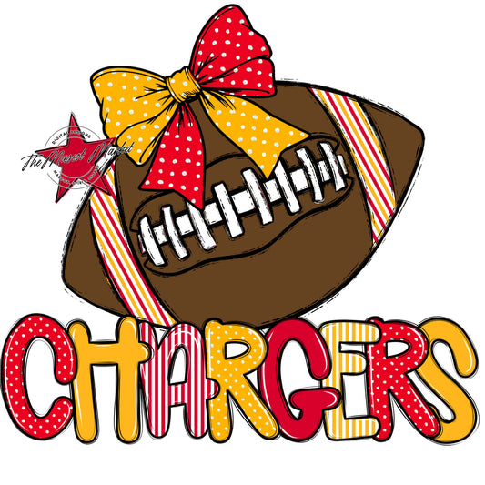 Chargers Football Spirit Design-Red & Yellow