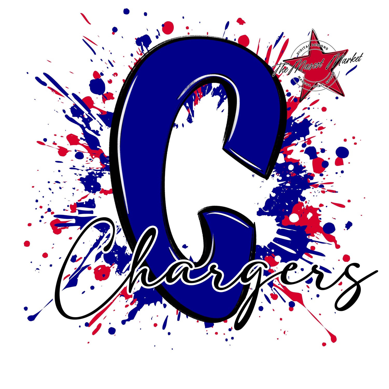 Chargers Mascot Splatter-Blue & red
