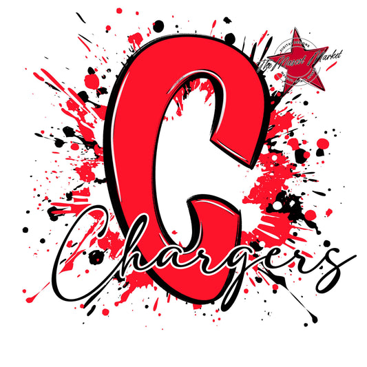 Chargers Mascot Splatter-Bright Red