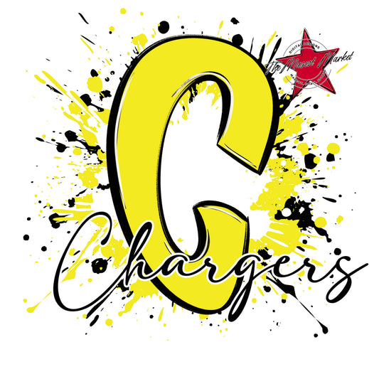 Chargers Mascot Splatter-Bright Yellow