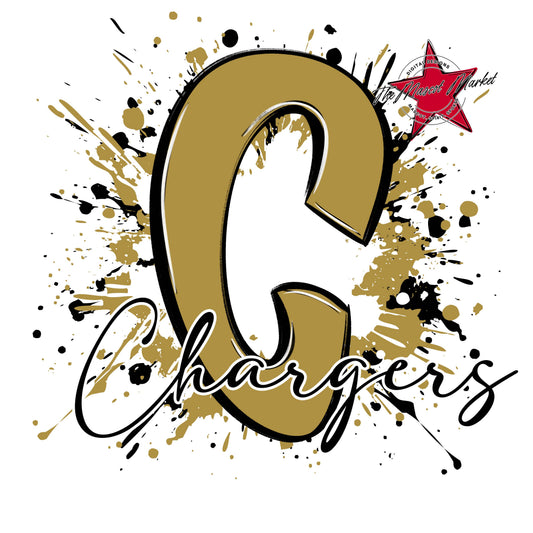 Chargers Mascot Splatter-Gold