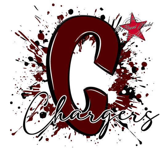Chargers Mascot Splatter-Maroon