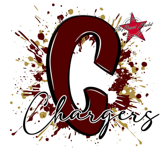 Chargers Mascot Splatter-Maroon & Gold
